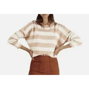 French Paris Nadiege Pink Striped Sweater Sz M/L Soft Knit Nautical Boho